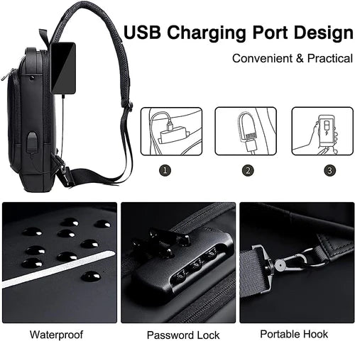 Premium Anti-Theft Business Sling Bag with USB Charging